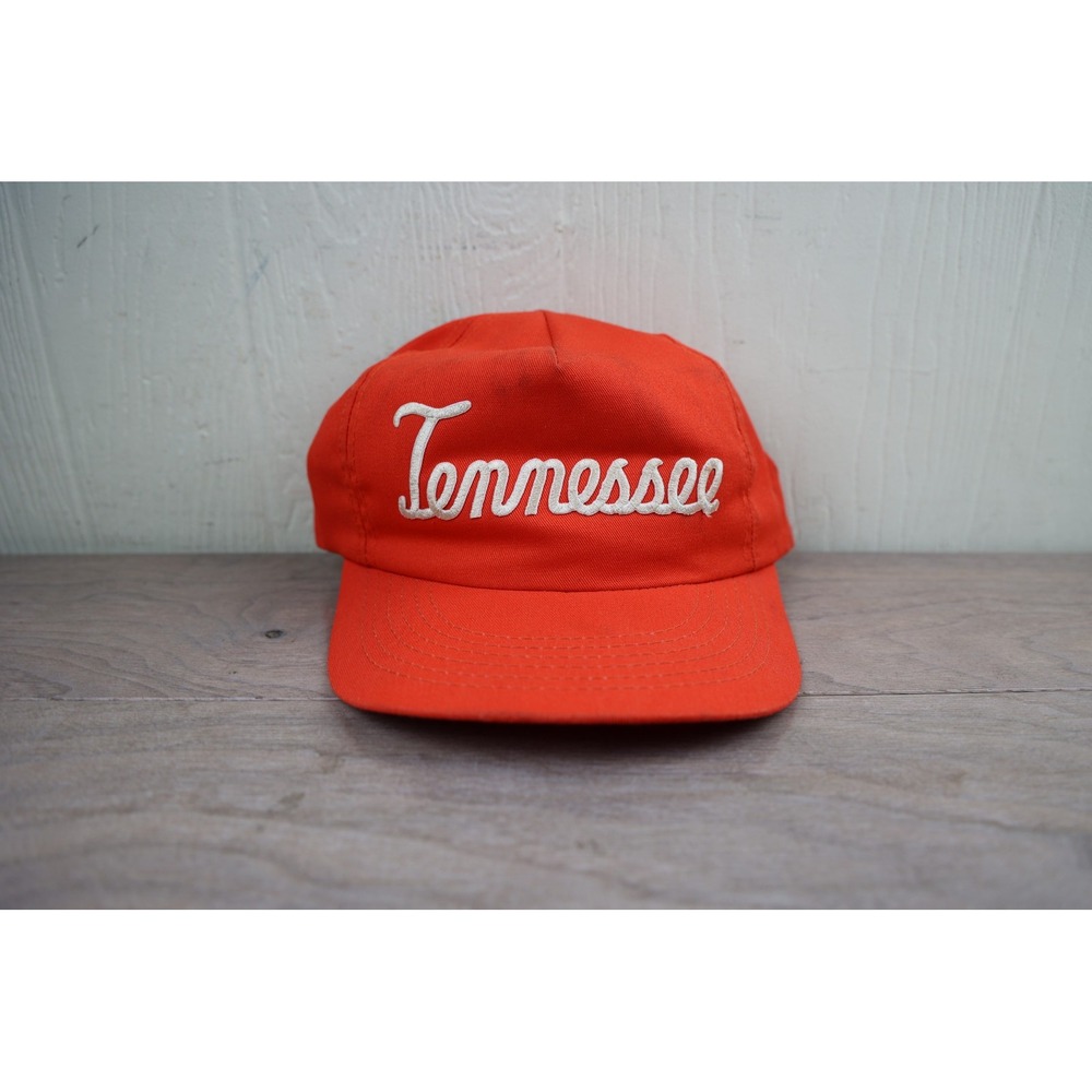 Vintage Tennessee Script Snapback Hat Cap Orange White Union Made USA One Size